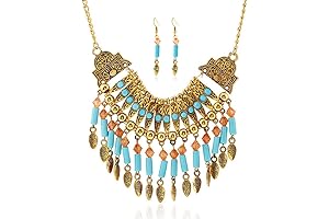 Bohemian Style Egyptian Collar Necklace and Earring Set