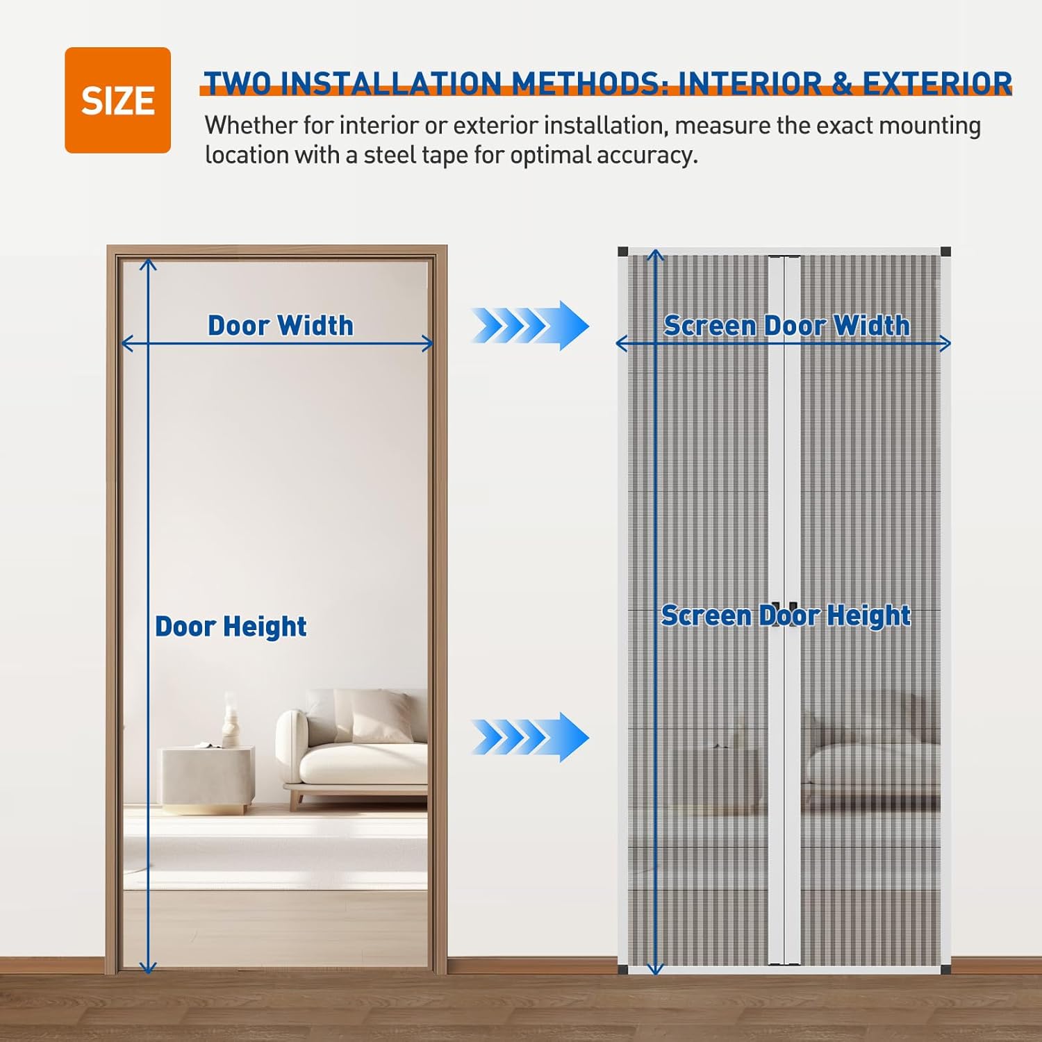 MAGZO Retractable Screen Door Fit Doors 36" x 80", Upgraded Magnetic Removable Aluminum Frame with Invisible Mesh, No-Drill Reversible Install, Fits Balcony/Patio/Sliding Doors, Critter Block White 36"×80"