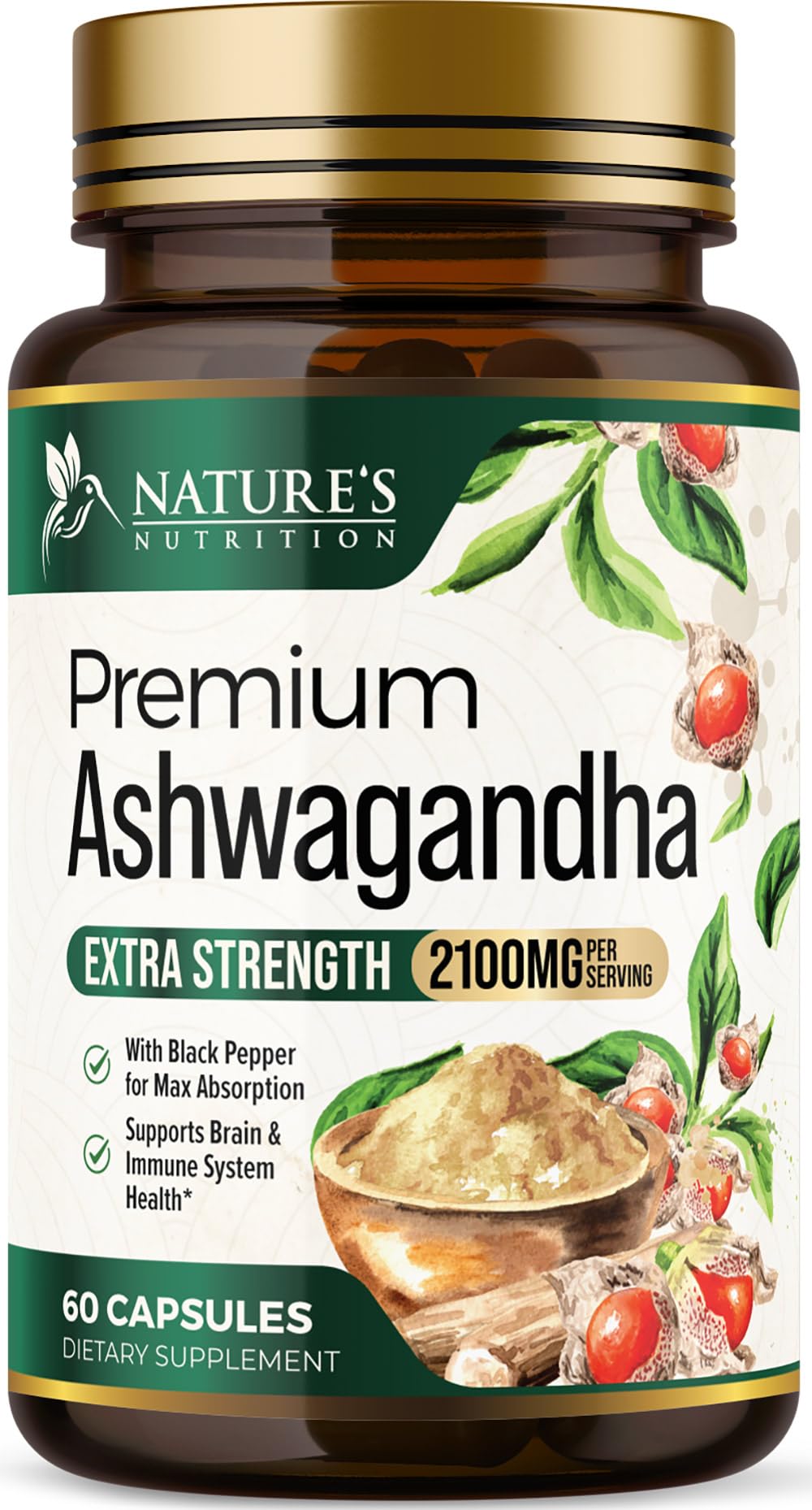 Ashwagandha Supplements - 2100mg Ashwagandha Capsule for Women Men Natural Antioxidant Support Ashwa Root Extract Extra Strength Calm