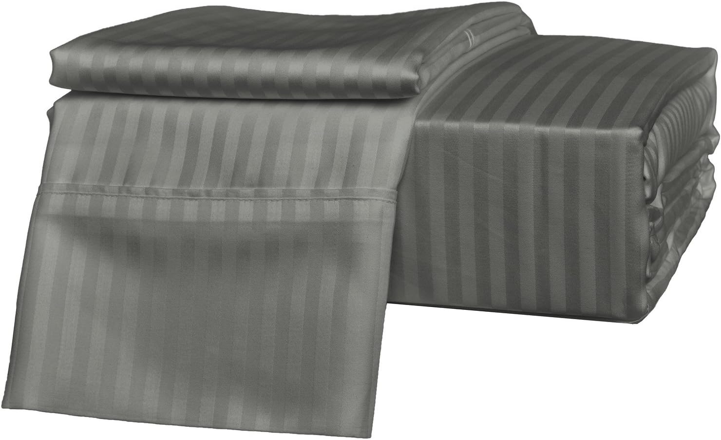 Brielle Home 630 Thread Count Egyptian Cotton Sateen Premium 600 Plus Sheet Set, California King, Linen Grey Stripe