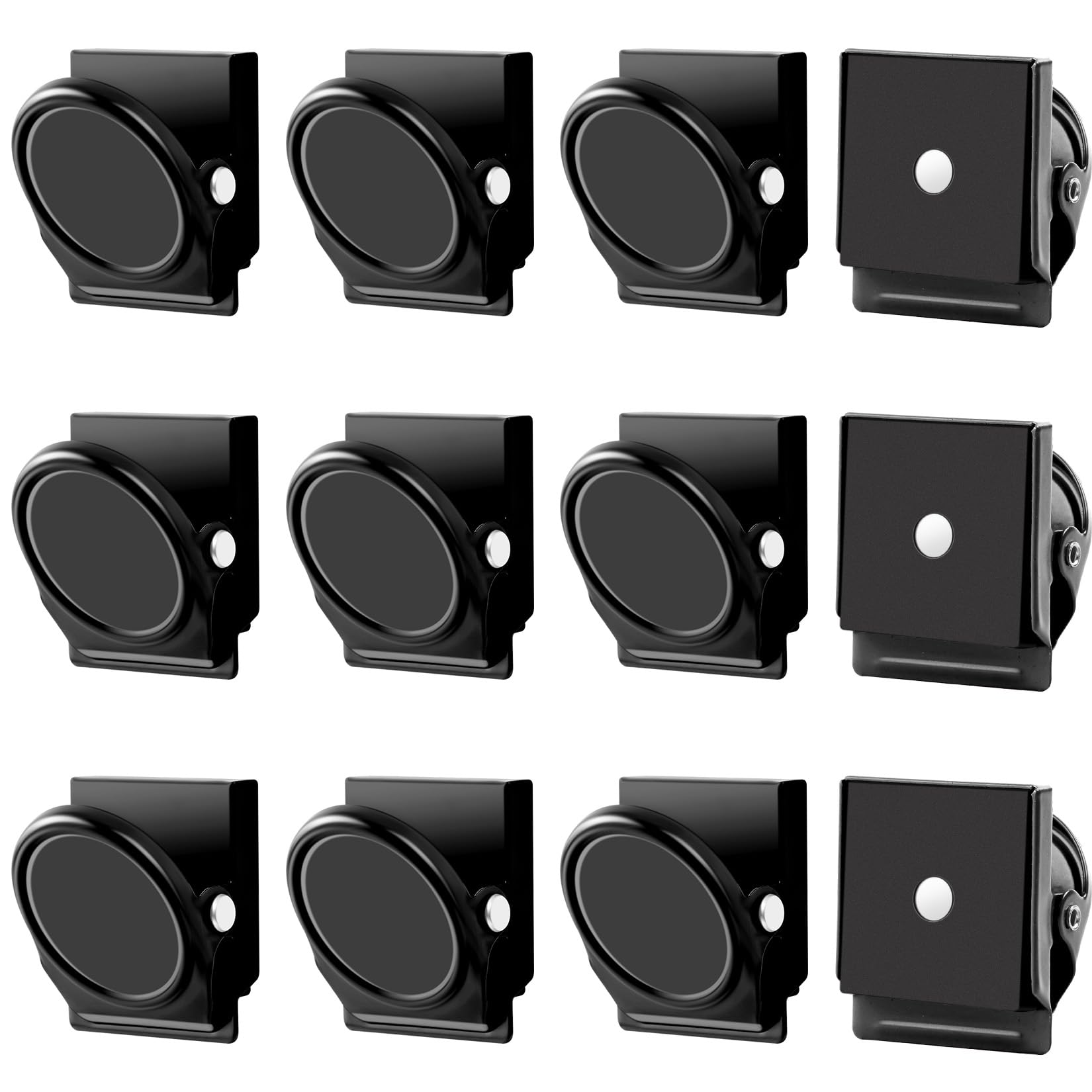Grtard 12 Pack Magnetic Clip 1.8Inch, Black Refrigerator Clip Magnets, Clip with Magnet, Heavy Duty Refrigerator Magnets, Magnet Clips for Whiteboard,