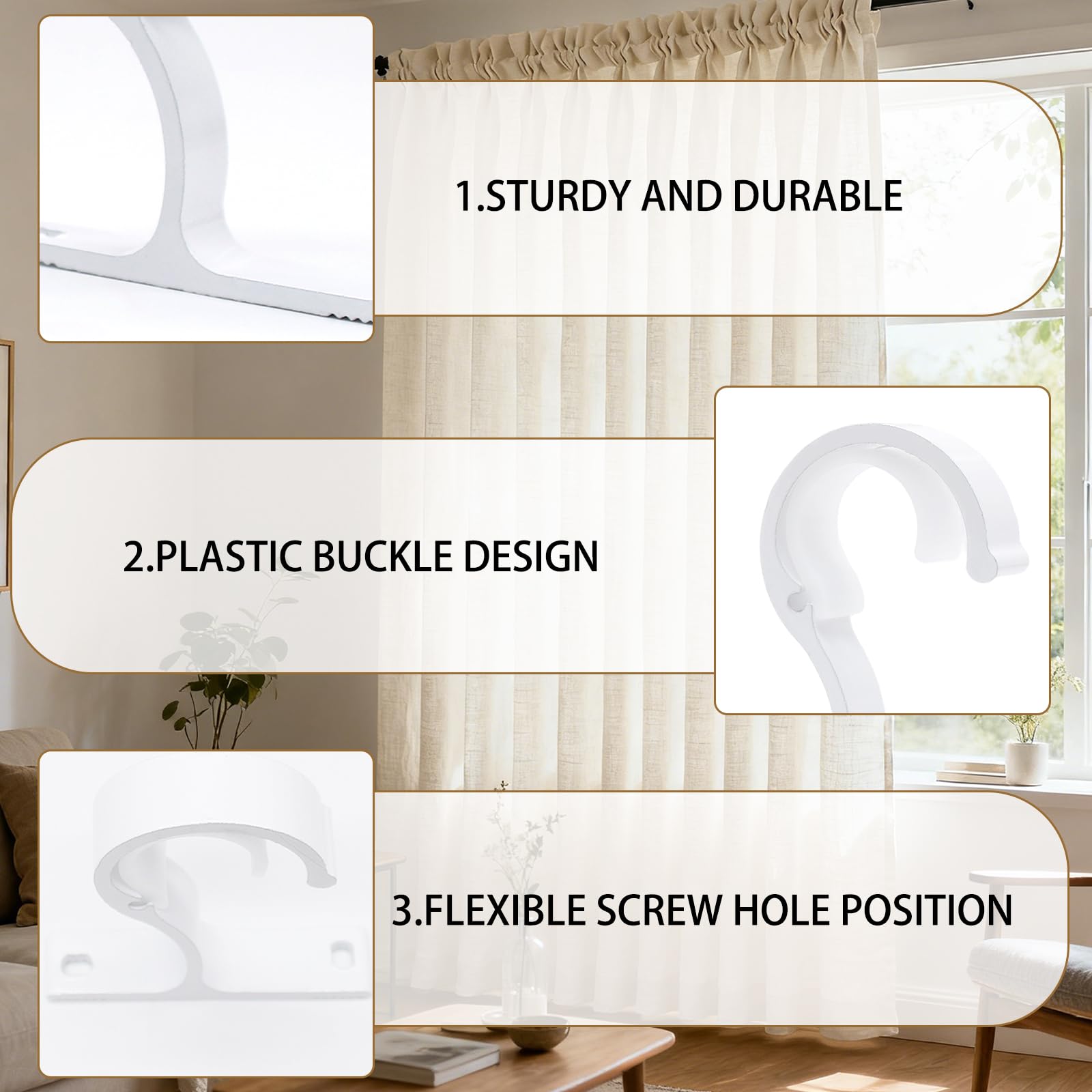 Lot de 4 supports de tringle à rideaux de plafond, ø 25-28 mm, avec vis, noir, robuste, en alliage d'aluminium, pour tringle de garde-robe | Leroy Merlin Lot de 4 supports de tringle à rideaux de plafond, ø 25-28 mm, avec vis, noir, robuste, en alliage d'aluminium, pour tringle de garde-robe | Leroy Merlin