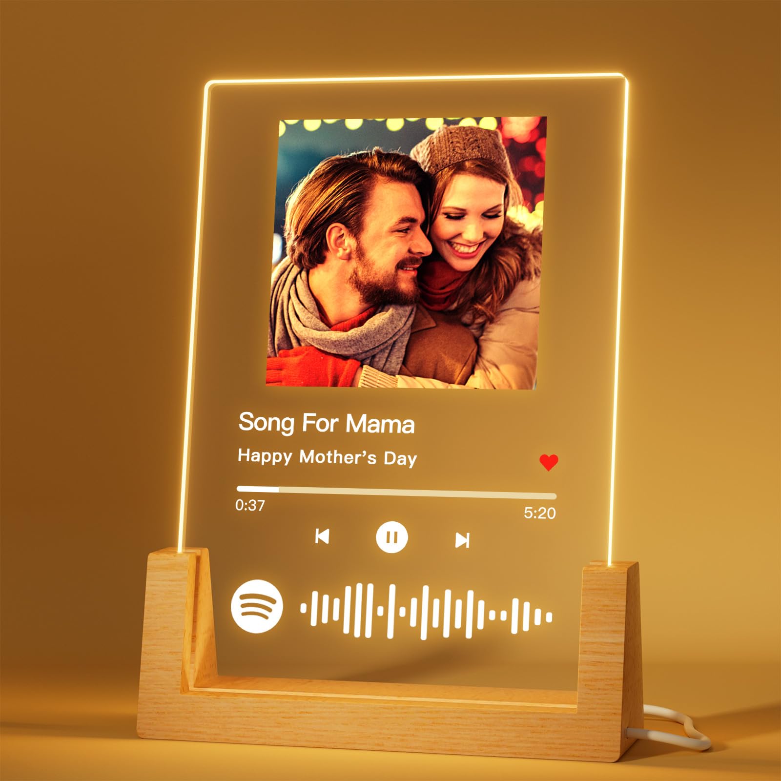 witfox Personalized Gifts for Women Men - Acrylic Spotify Song Plaque - Spotify Plaque Custom Photo Gifts for Boyfriend Girlfriend - Customized Gifts for Him Her