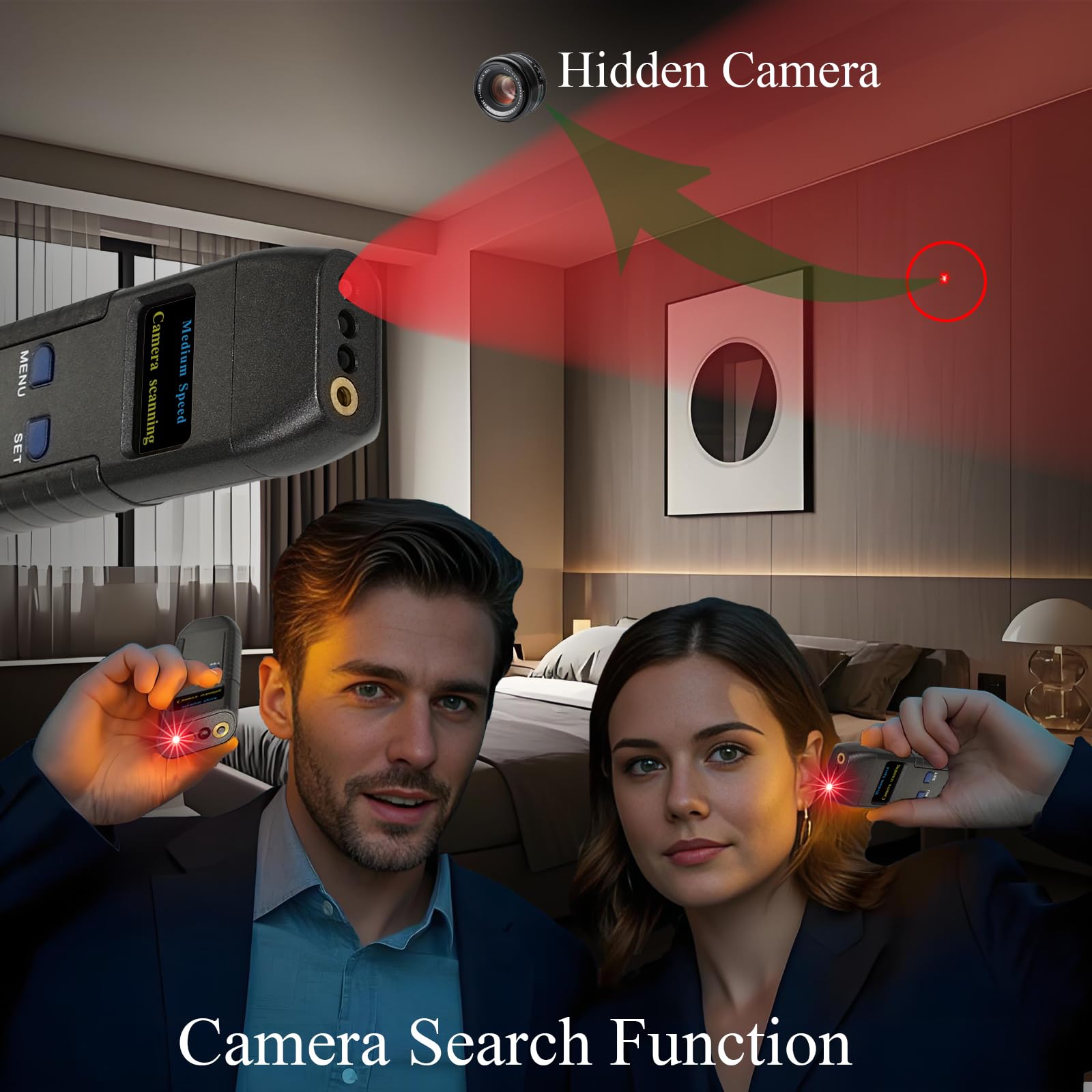 Wanzen Detektor, Kamera Detektor & Finder, RF Scanner, GPS Tracker Finder mit magnetischer Erkennung, 7-in-1 Gerät für Auto, Hotel, Büro, Zuhause und Reisen, Tragbar & Wiederaufladbar