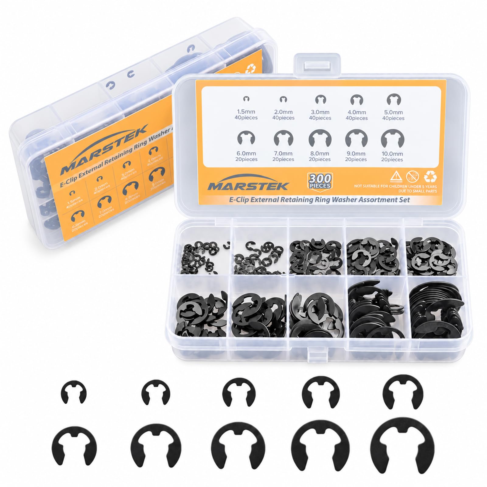 E Clip Assortment Kit - 120 Stainless Steel Retaining Rings -11