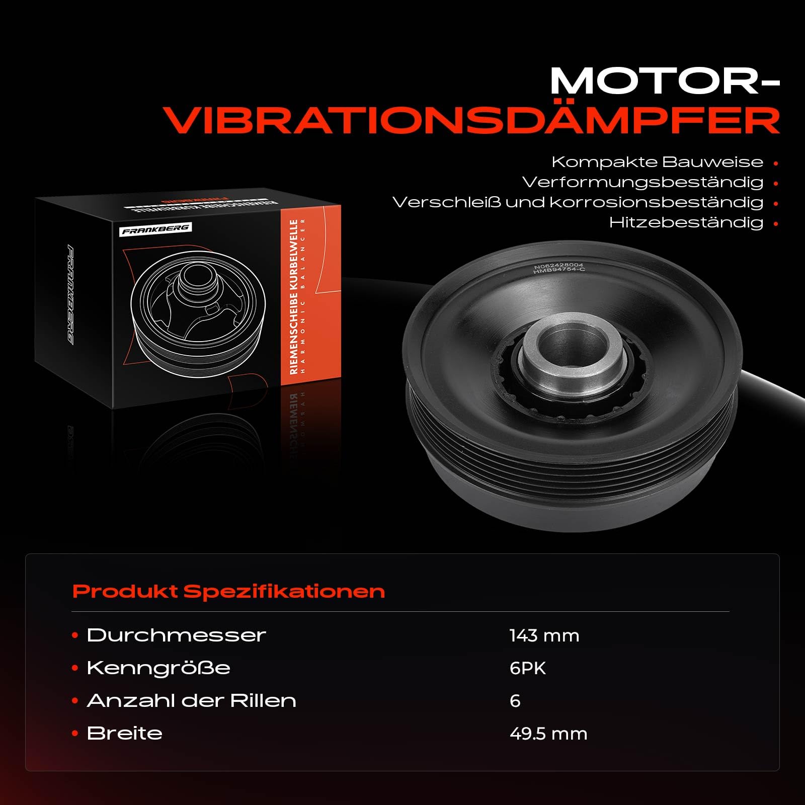 Frankberg Riemenscheibe Kurbelwelle Benzin Kompatibel mit Min.i R50 R53 Min.i Cabriolet R52 Replace# 11237525135
