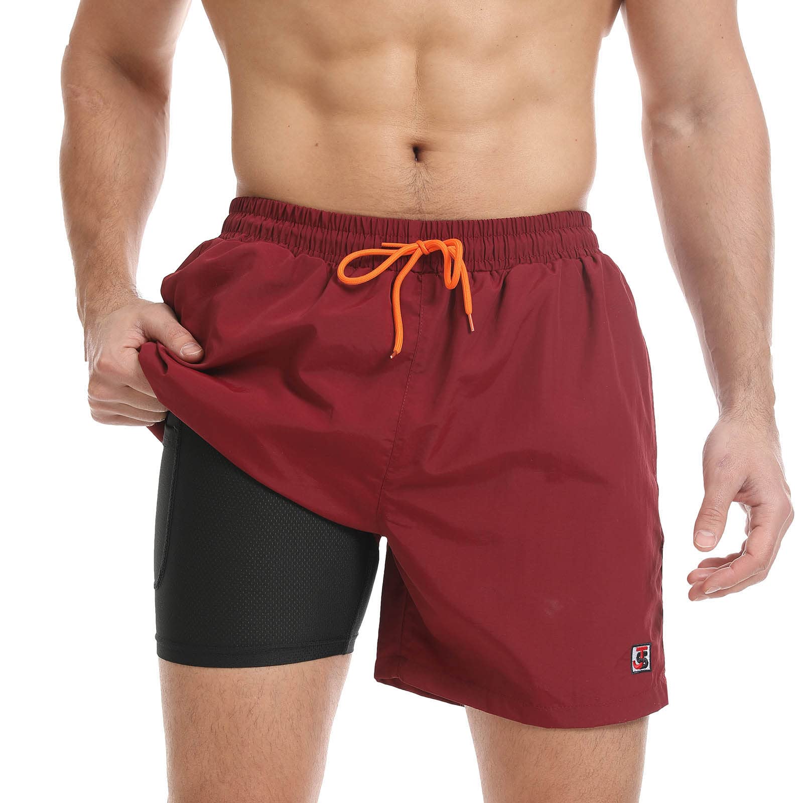 JustSun Badehose Herren Schnelltrocknend Boardshorts mit Mesh-Futter und Verstellbarem Tunnelzug