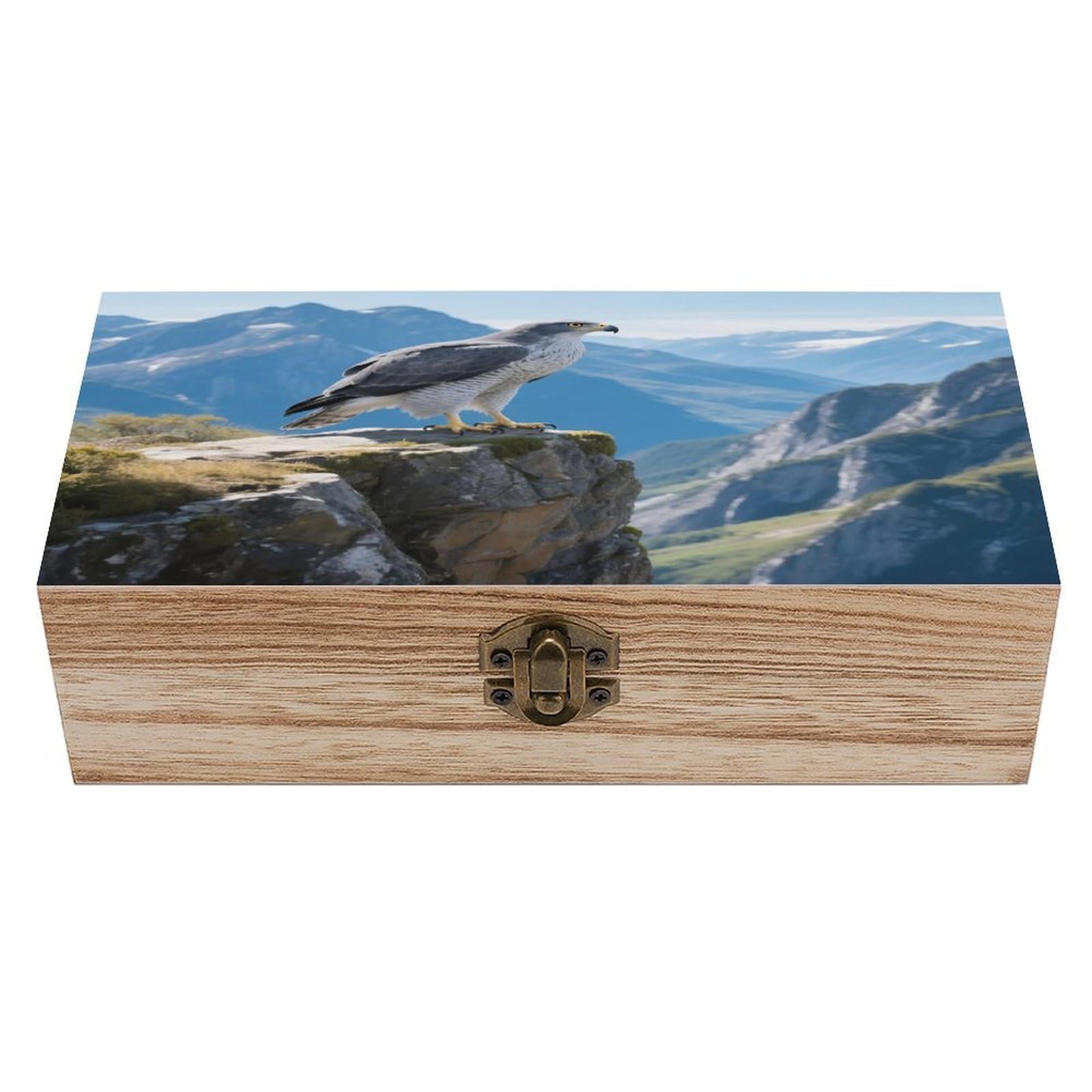 VstaDank Goshawk Wooden Storage Box Vintage Wood Box with Lid Large Wooden Jewelry Boxes DIY Wood Gift Boxes Exquisite Jewelry Case Art Stash Keepsake Storage Case