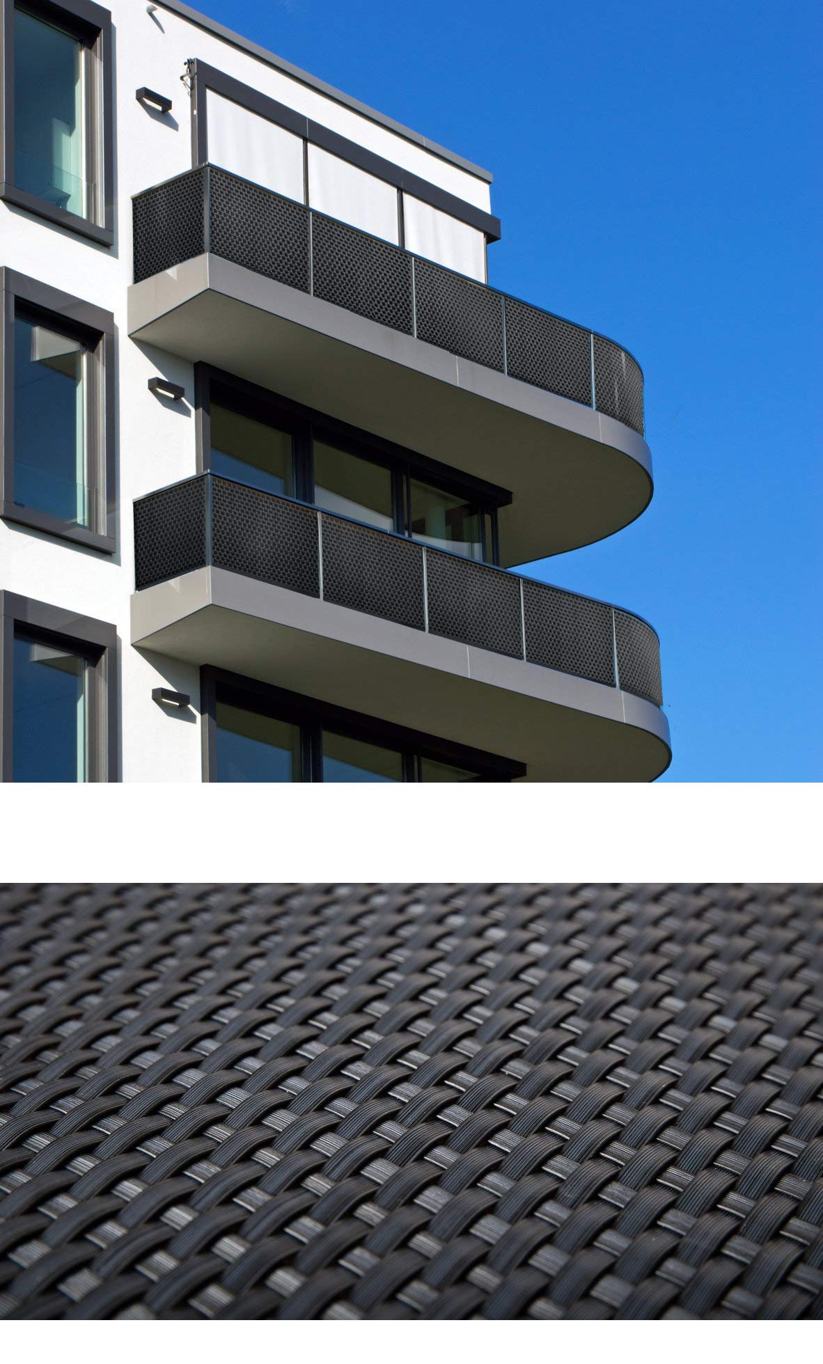 Polyrattan Sichtschutzmatte in Rattan-Optik PVC Sichtschutz Matte Sichtschutzzaun Balkongeländer Sichtschutzwand Balkonsichtschutz Balkon Zaun Windschutz Poolumrandung Zaun (anthrazit, 300x90cm)