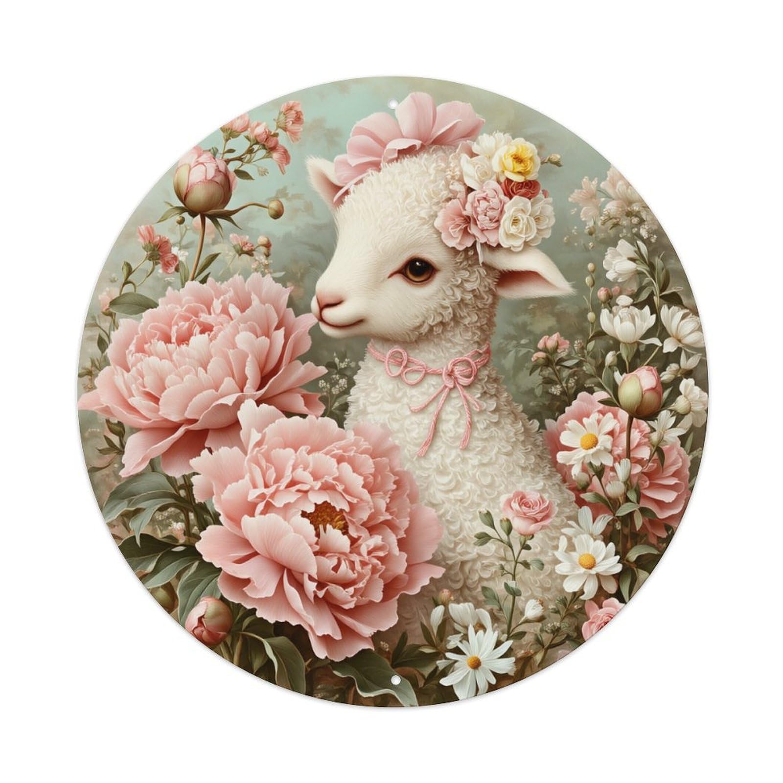 Jdfenggu Vintage Floral Lamb Peony Garden Art Retro Metal Tin Sign, Metal Poster For Bar, Home, Man Cave, Kitchen, Laundry Room Art Decor 8X8 Inch