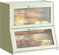 Vista 14 de GHWIE Panera de bambú de doble capa para encimera de cocina, contenedor de almacenamiento de pan de gran capacidad, recipiente para pan con panel