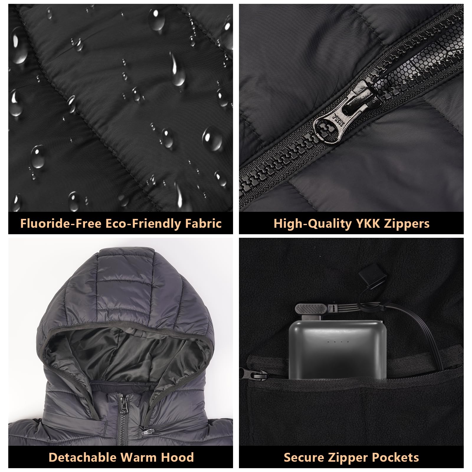 Rrtizan Gilet Riscaldato Uomo con Batteria 10000mAh, Giubbotto Riscaldanto con 15 Zone e 3 Livelli Temperatura, Impermeabile Antivento per Giubbotto Moto, Ciclismo, Pesca