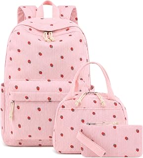 Bluboon School Backpack Set Girls Womens Laptop Bookbag Casual Daypack Fits 15 inch Laptop with Lunch Tote Bag and Pencil Bag