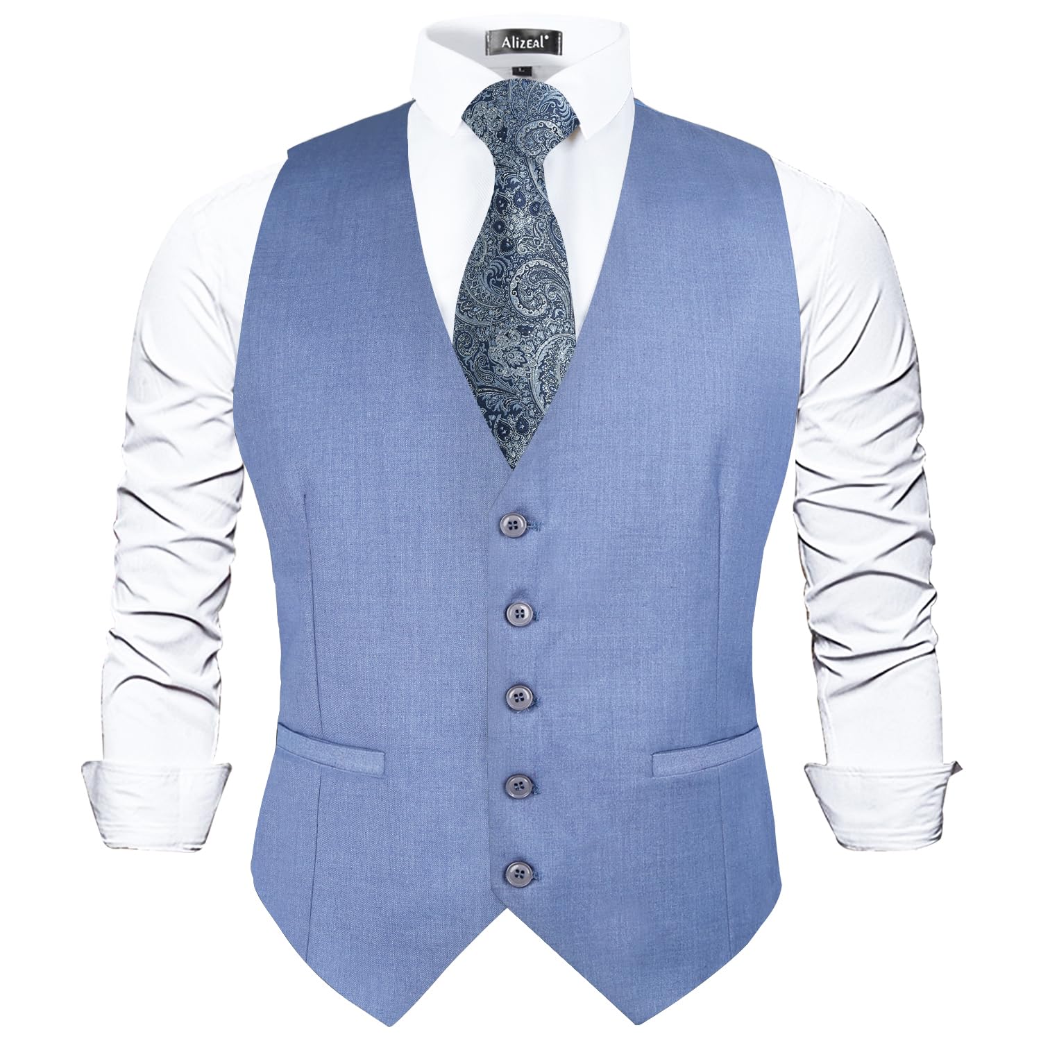Alizeal Mens Classico Tinta unita Vestito Da Affari Gilet Vestibilità Regolare Smoking Gilet