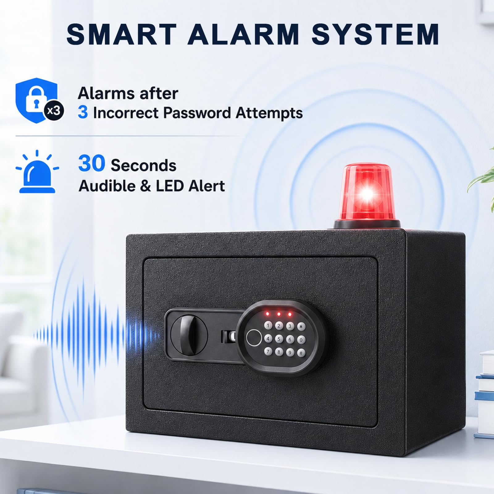 Coffre-fort pour meubles 25 l avec serrure à combinaison et empreintes digitales, résistant au feu, étanche, avec porte-monnaie ignifuge, coffre-fort de sécurité pour la maison, le bureau