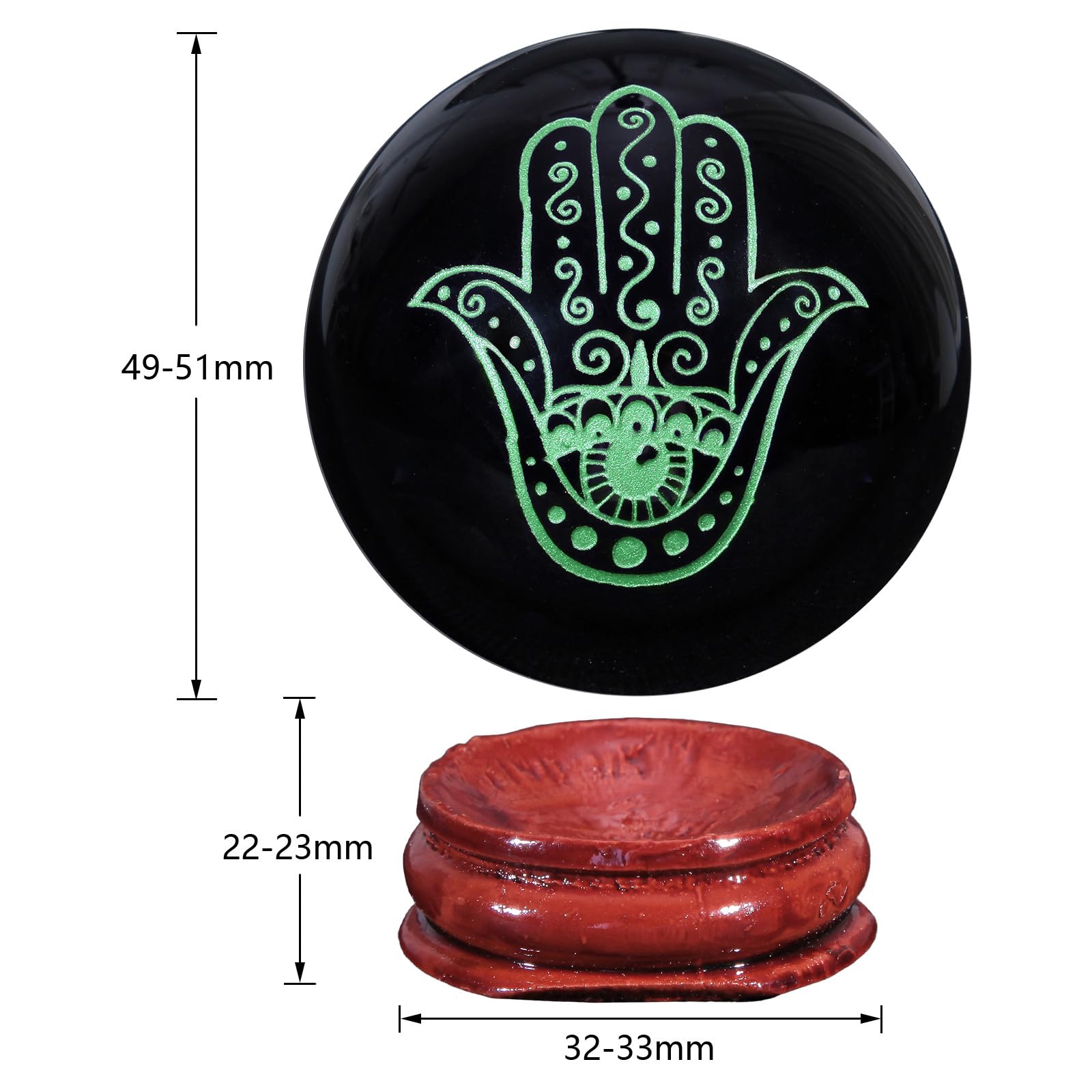 Nupuyai 1.9" Engraved Symbol Obsidian Crystal Ball with Stand - Image 2