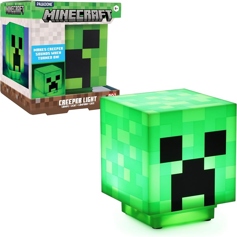 Luz de escritorio Creeper de Paladone Minecraft con sonidos de enredadera oficiales, luz nocturna de mano para la habitación de los niños o decoración para jugadores - Regalos de Minecraft con licencia