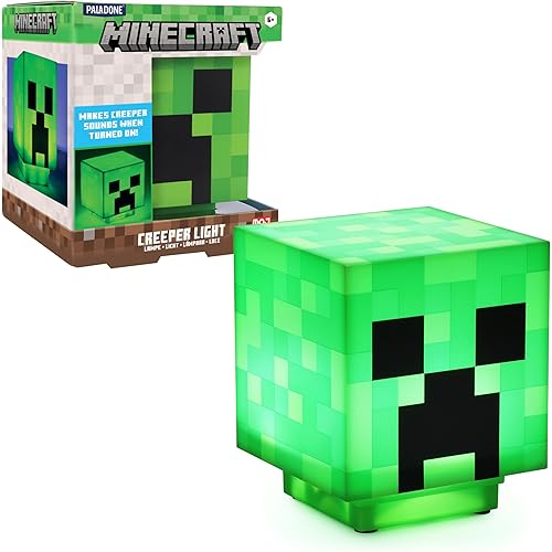 Paladone Minecraft Creeper Desk Light with Official Creeper Sounds, Handheld Night Light for Kids Room or Gamer Décor - Licensed Minecraft Gifts