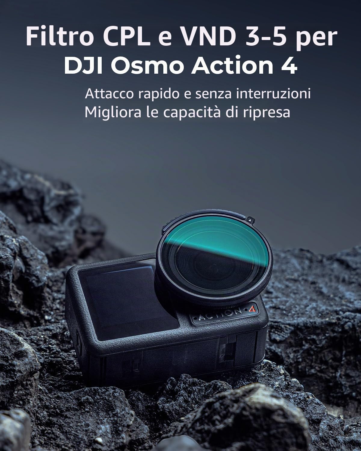 SMALLRIG Filtro CPL e VND 3-5 per DJI Osmo Action 4, che Combina ND8, ND16, ND32, CPL Fiter in uno, Filtri Polarizzatori a Densità Neutra, Accessori, Vetro Ottico HD Multistrato - 4941
