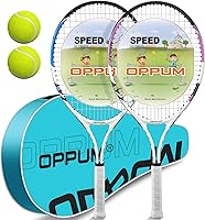 OPPUM Kids Tennis Rackets 16/21/23/25 Inch Lightweight Junior Set Ages 3-11 Boys Girls - 2 Rackets Balls Case