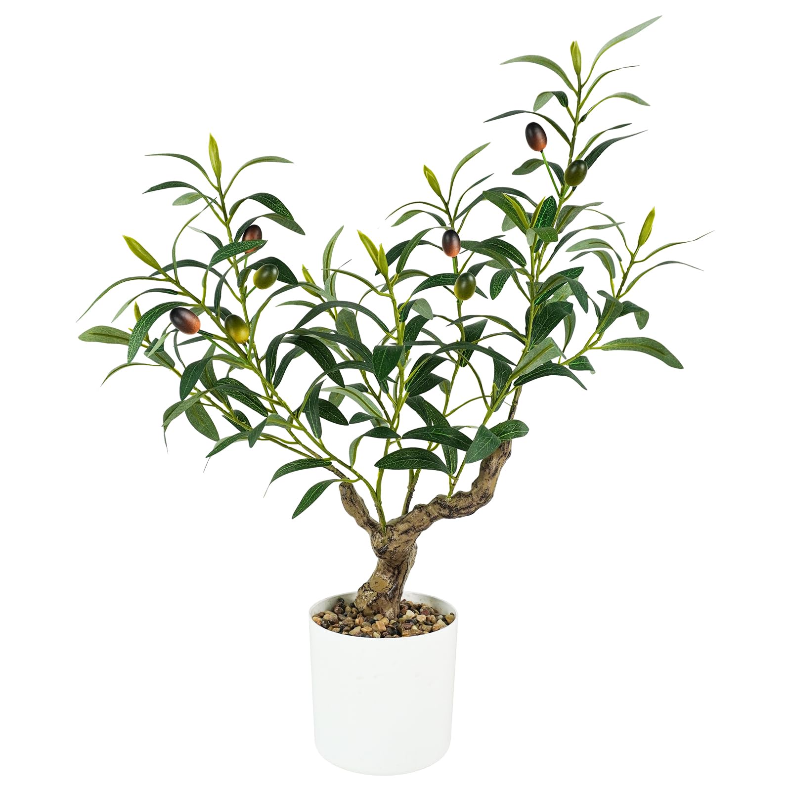 Caxchiling Fake Olive Plants 2FT, Artificial Small Olive Tree Indoor, Faux Potted Plants Decor for Tabletop, Desk, Shelf, Office, Kitchen, Living Room, Bedroom, Bathroom
