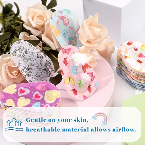 Miniatura 4 de Panitay 120 parches para ojos para niños y niñas, parche adhesivo a granel de tela de algodón transpirable con ojo perezoso para ambliopía