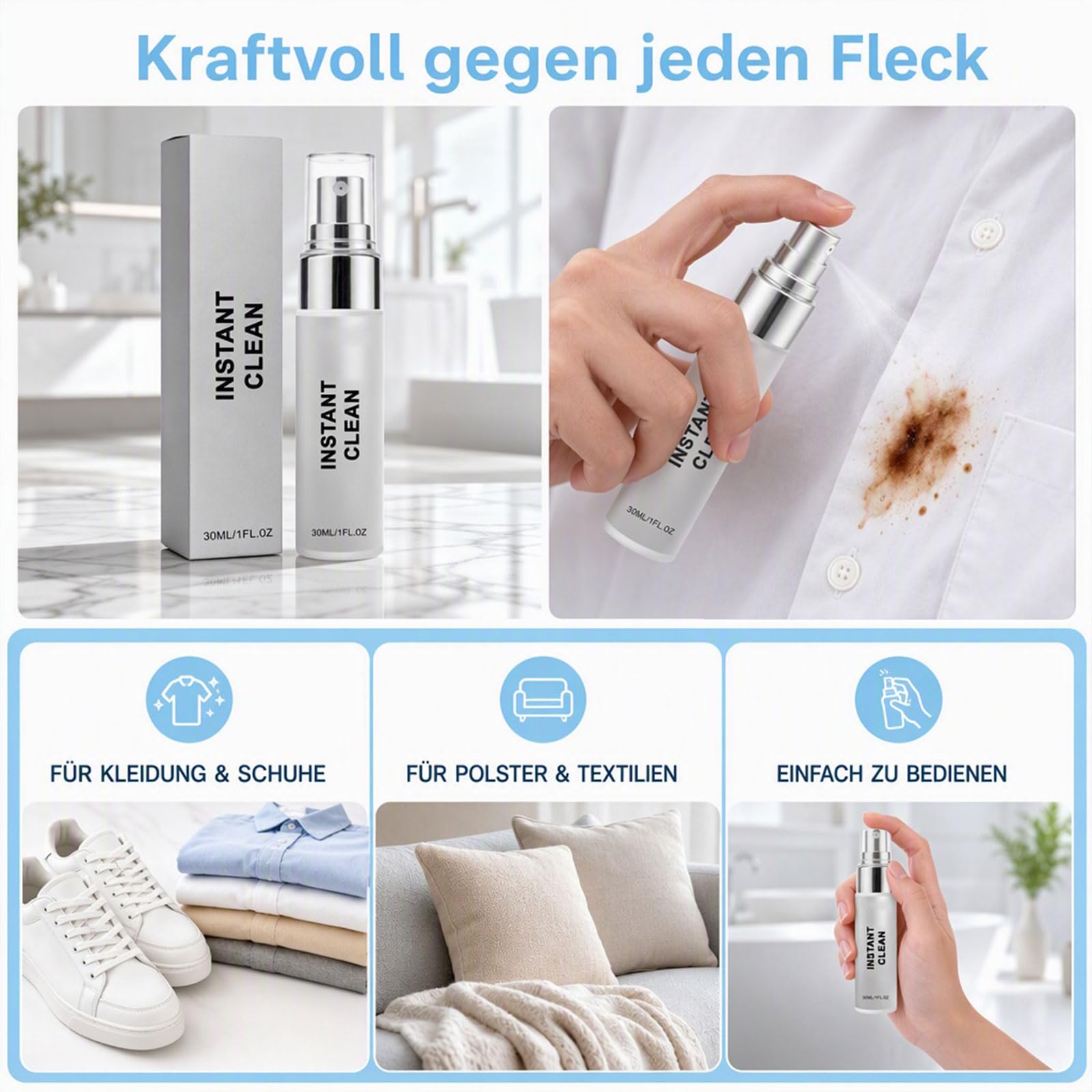 INSTANT CLEAN Magic Spray To Go, Fleckenentferner für Kleidung, 30 ml