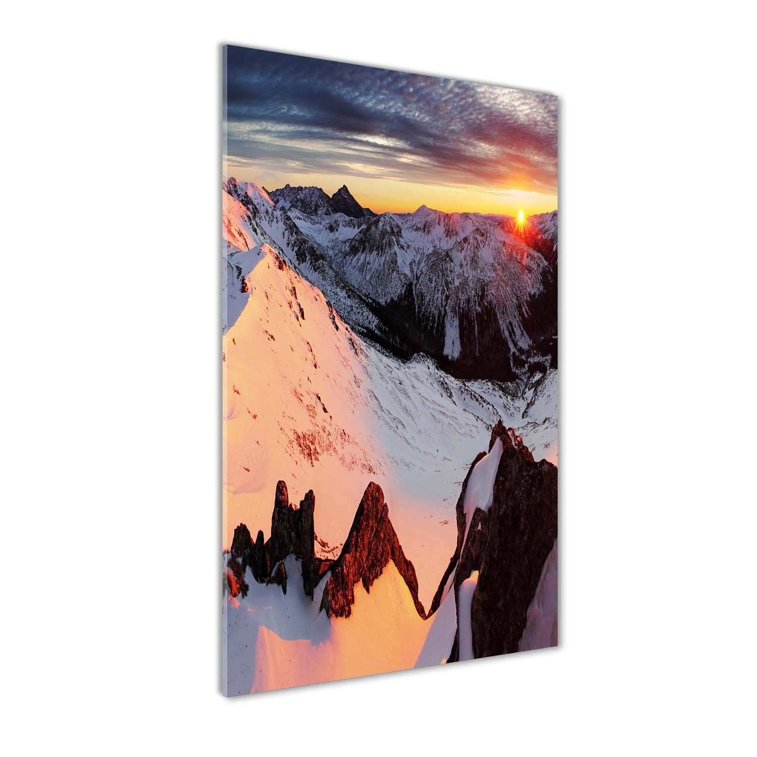 Montagne en hiver : grand tableau en verre trempé Tulup 70x140cm pour chambre cocooning