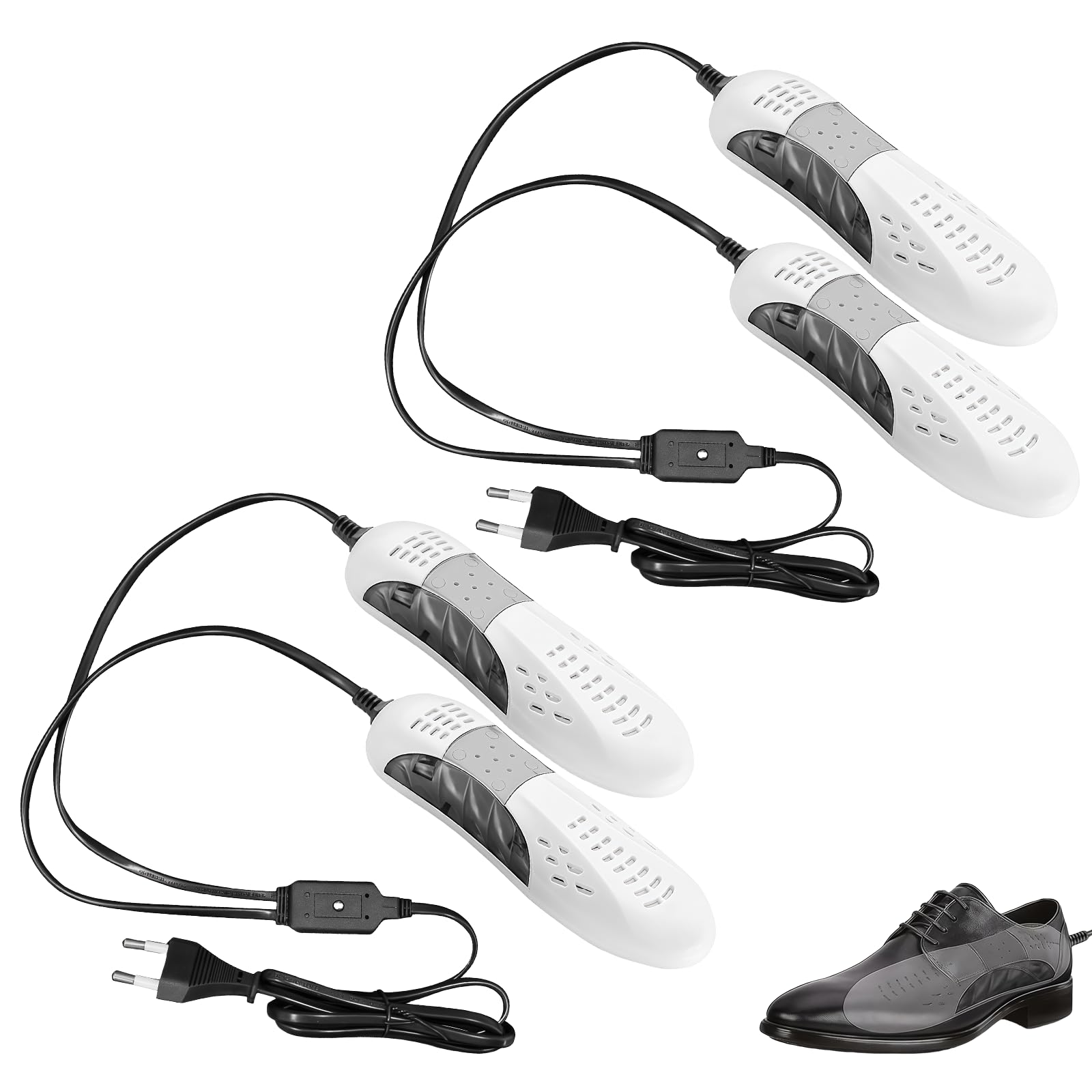 2 Stück Elektrischer Schuhtrockner, Tragbarer 360° Schuhwärmer mit Antibakterieller Wirkung, Schuhtrockner für Socken, Handschuhe, Skischuhe & mehr