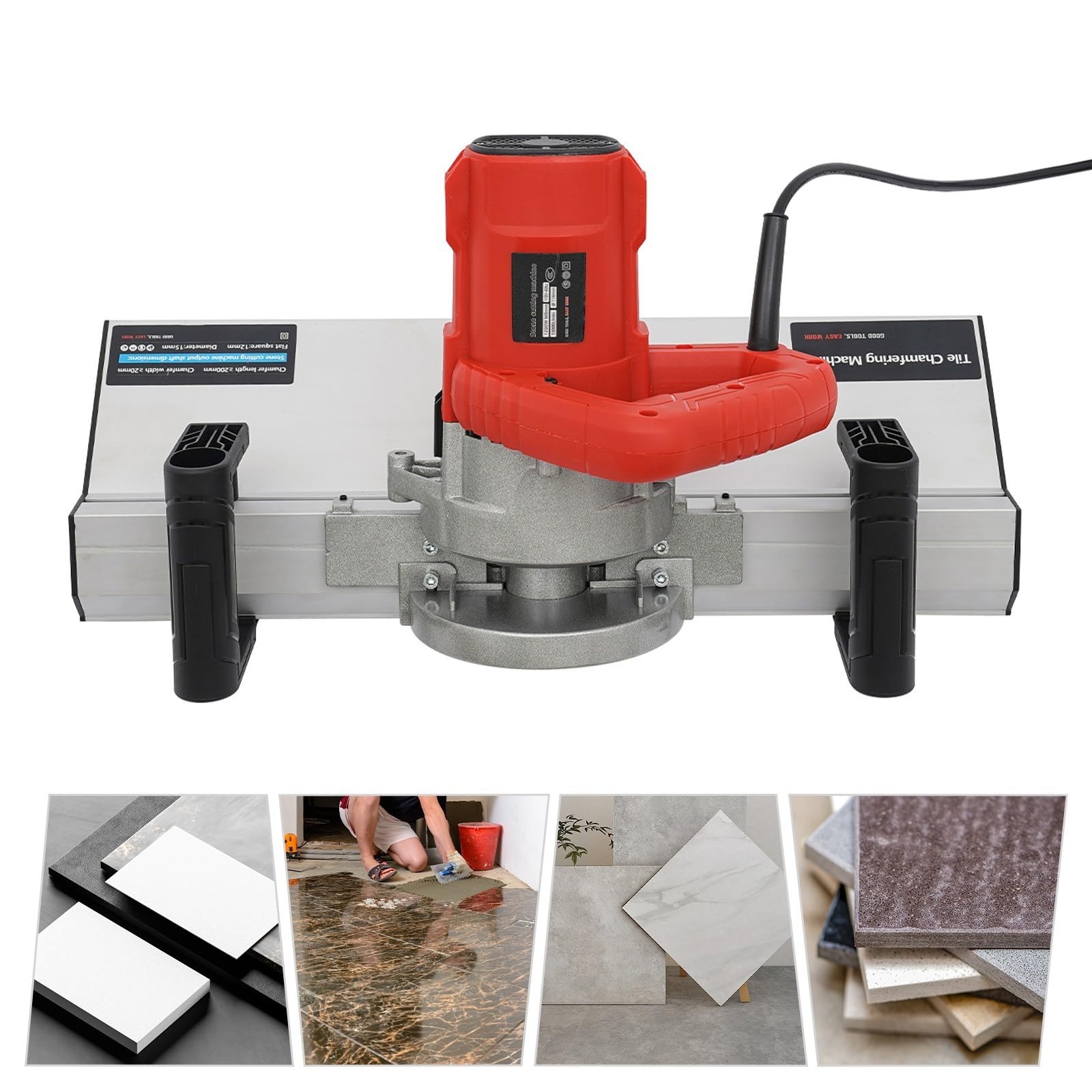 Máquina de biselado para azulejos de 1200 W, cortador de azulejos eléctrico para biselar, herramienta de corte de borde de 43 grados, máquina de ángulo con refrigeración por agua para biselado preciso