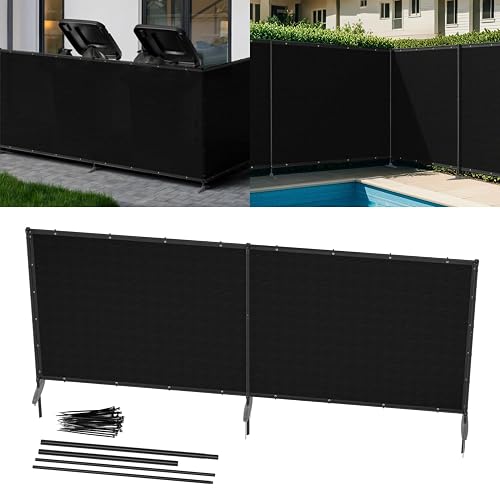 6' x 12' Black Outdoor Privacy Screen Freestanding 240 GSM