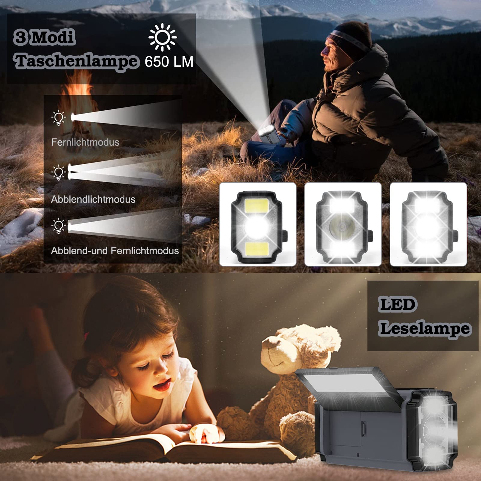 Nigecue - Radio solar, radio portátil con dínamo, radio con AM/FM, batería recargable de 5000 mAh, linterna LED de 3 modos, lámpara de lectura LED, alarma SOS para emergencias al aire libre, color