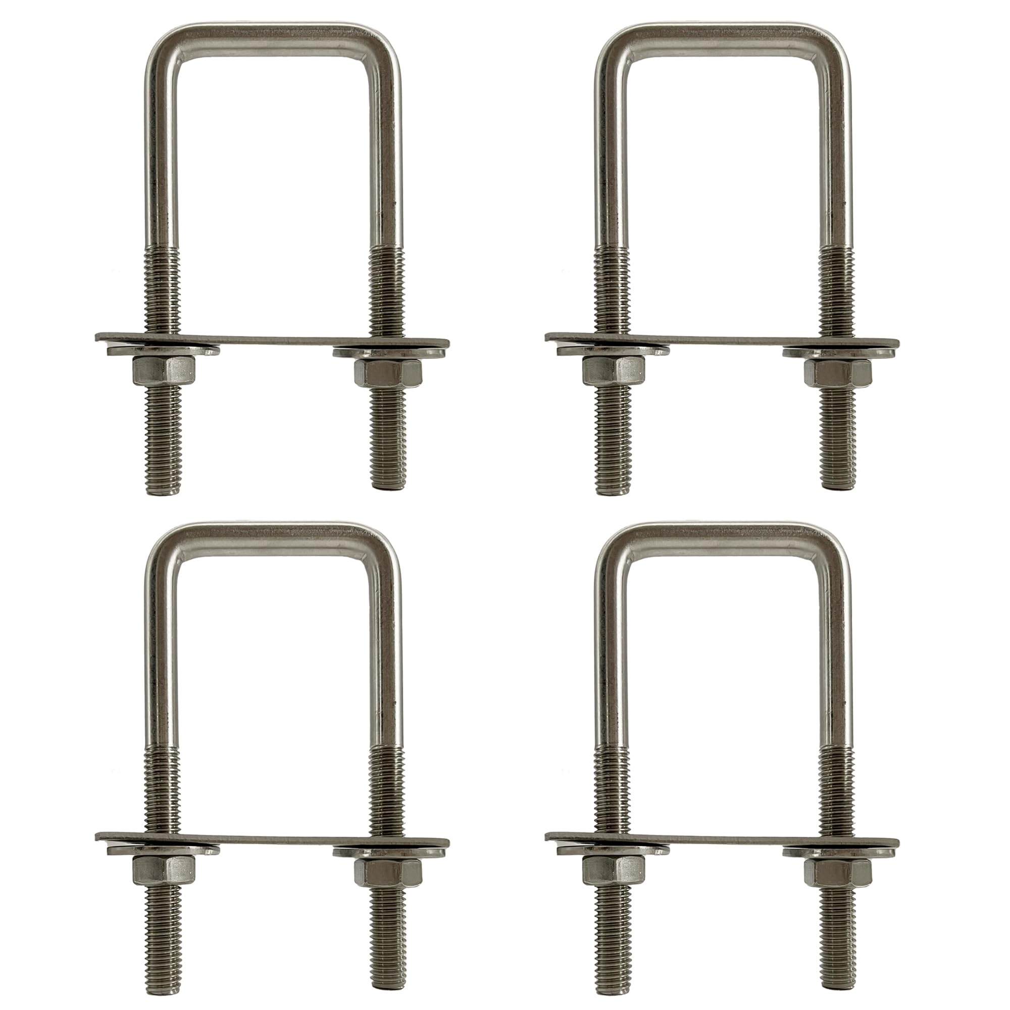 duoyif Perno En U Cuadrado 40 mm x 100 mm 4Piezas U-bolt M8, Tornillo en U Acero Inoxidable con Tuerca Marco Arandela, Pernos En U Para Fijación de Tuberías, Tracción de Barco Auto (M8-40x100mm)