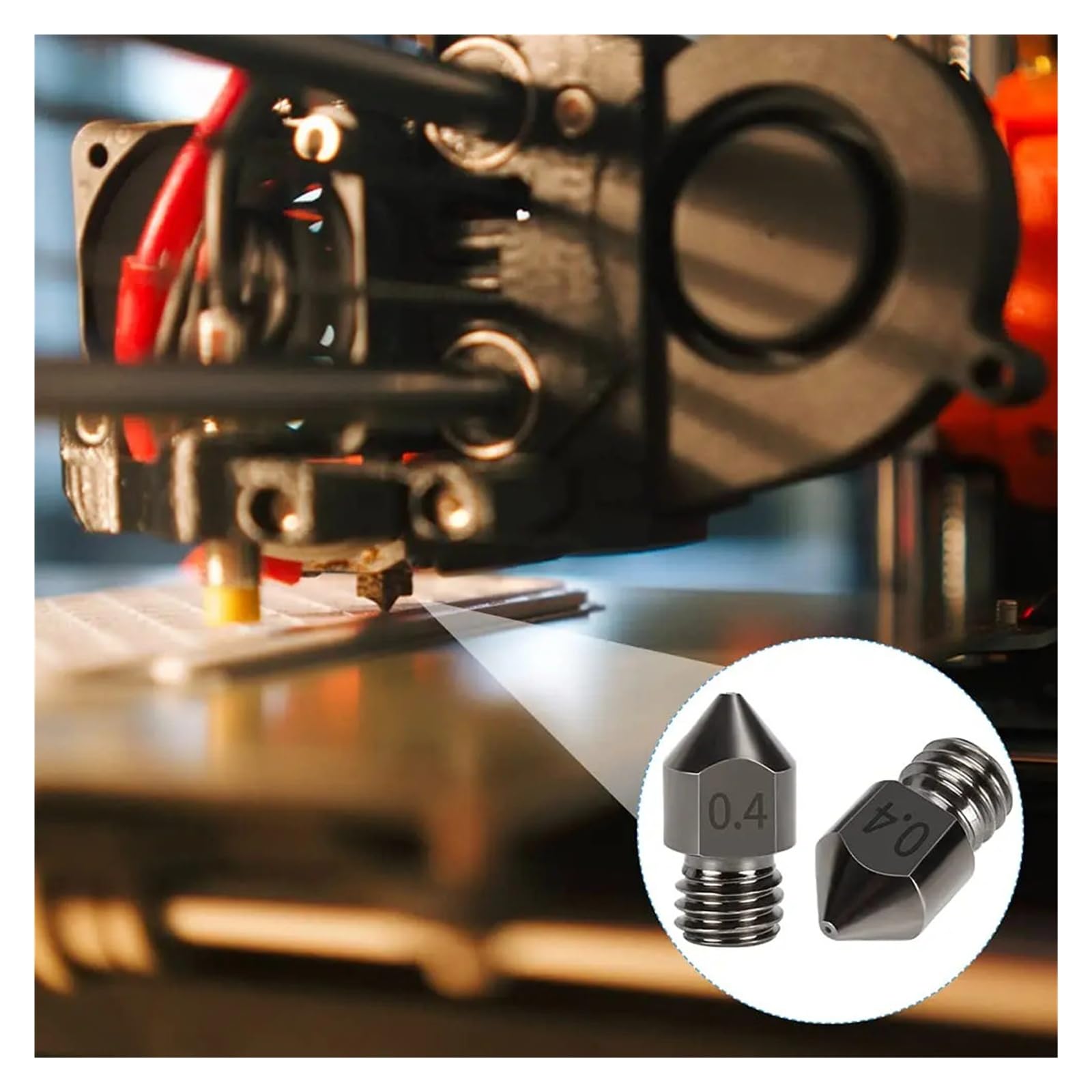 Compatible con Creality, 5 boquillas endurecidas MK8 de 0,4 mm.
