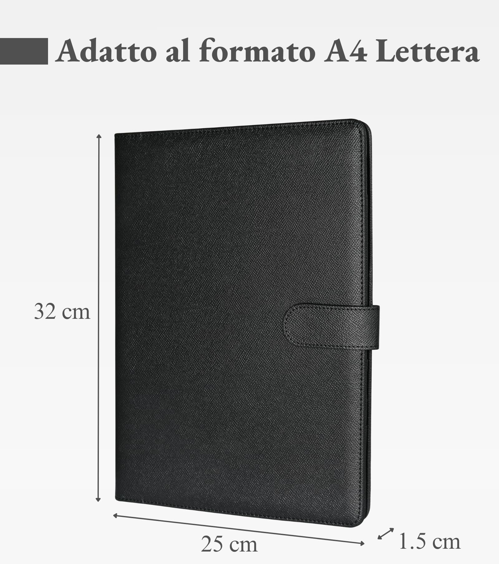 Mymazn Cartella Portadocumenti A4 Pu Pelle Portablocco con Pinza Porta Documenti A4 Blocco Appunti Folio Document Organizer (Stampa Palma Nero)