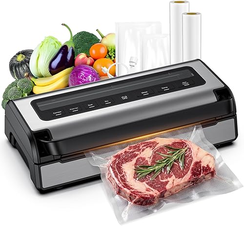 Miniatura 4 de Máquina Selladora al Vacío de 95 kpa, Selladora de Alimentos Comercial Completamente Automática, Potente Sistema de Sellado con Doble Sellado