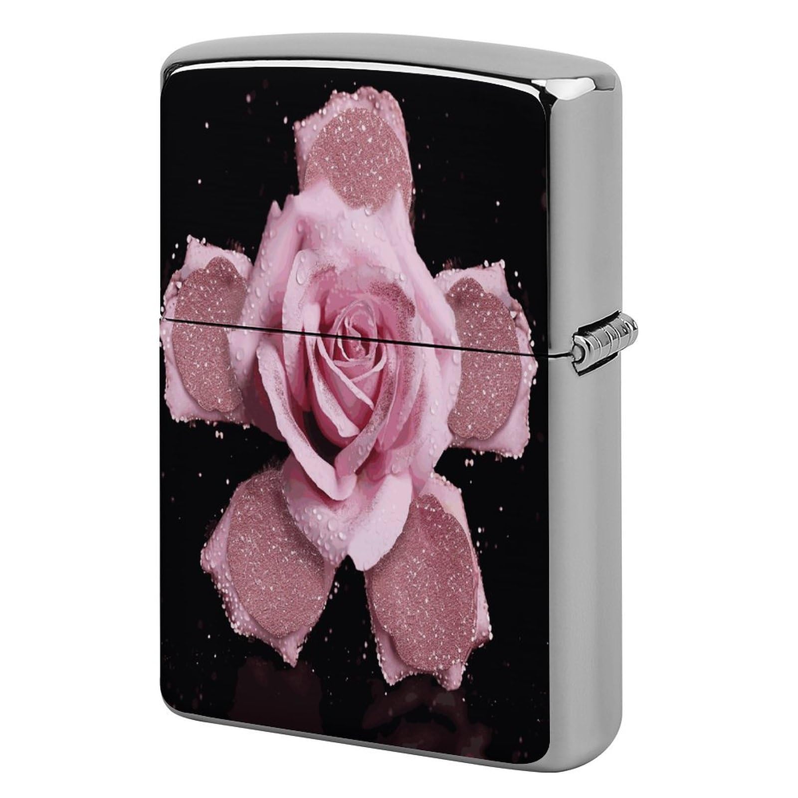 Fekiloot Style Glitter Pink Rose Lighter Case Cover Lighter Holder