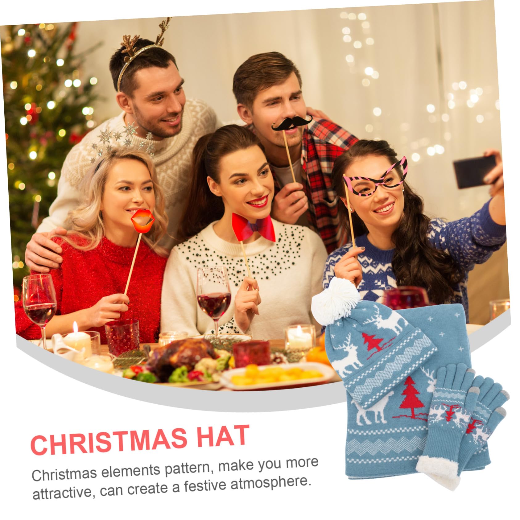 GALPADA 3juegos De Gorro Bufanda y Guantes De Navidad Para Mujer Set De De Clásico Actividades Invierno