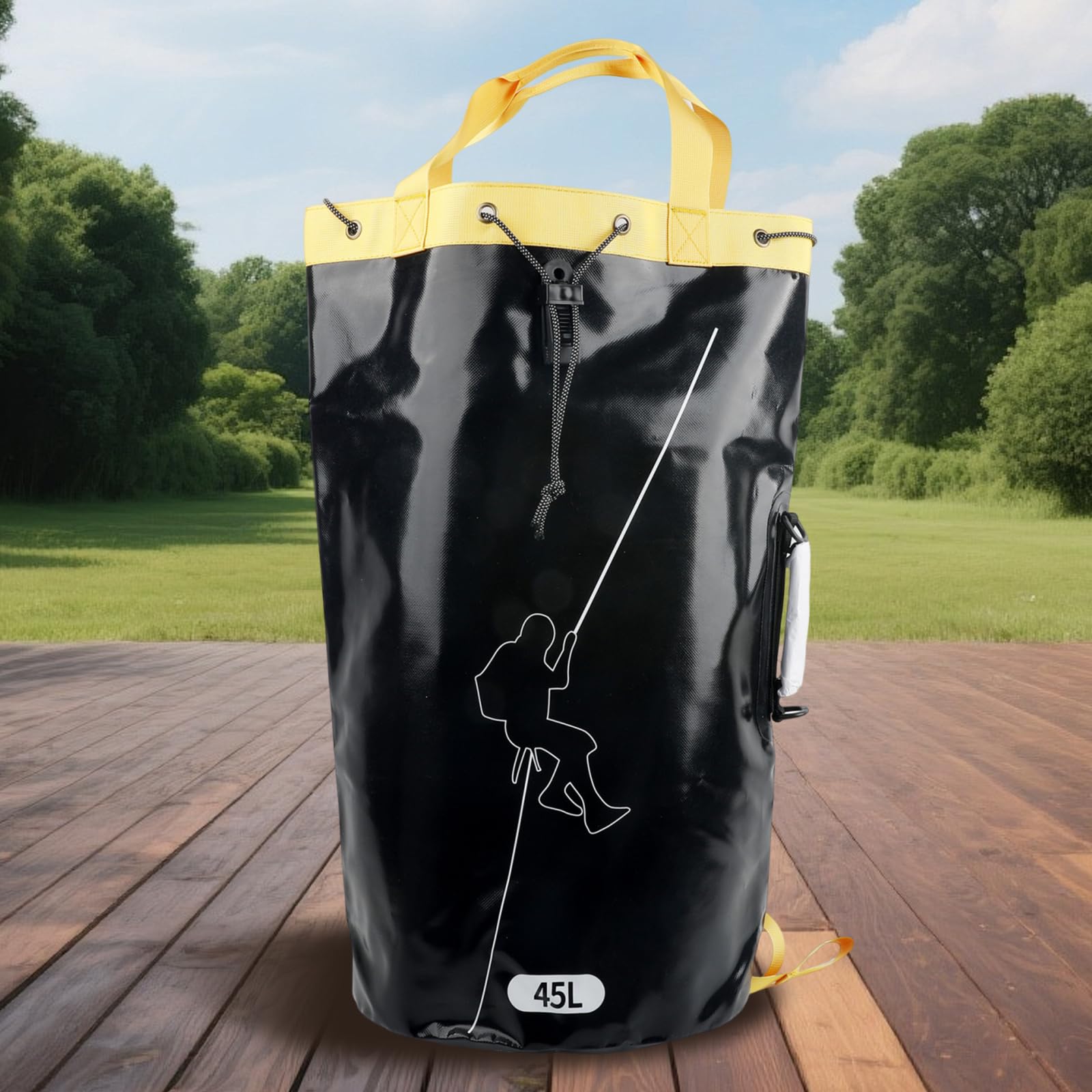 Outdoor-Kletterseiltasche, entleerbarer PVC-Aufbewahrungsrucksack, verdickte Rettungsausrüstungstasche (schwarz, 45 l)