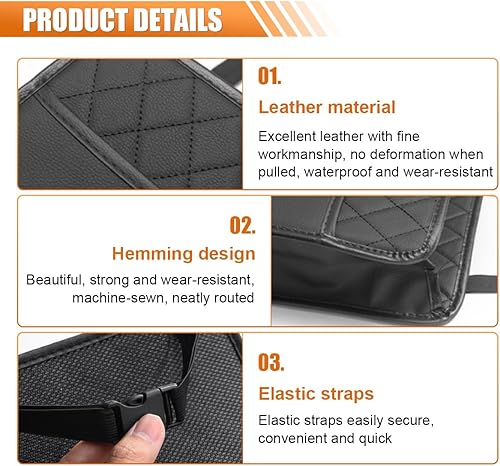 Miniatura 3 de Organizador plegable para respaldo de asiento de automóvil, bolsa de almacenamiento colgante de gran capacidad con portavasos, bolsa de basura