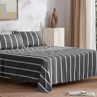 Vista 8 de SLEEP ZONE Juego de sábanas de 3 piezas con estampado a cuadros para niños, sábanas de microfibra de doble cepillado súper suaves y transpirables