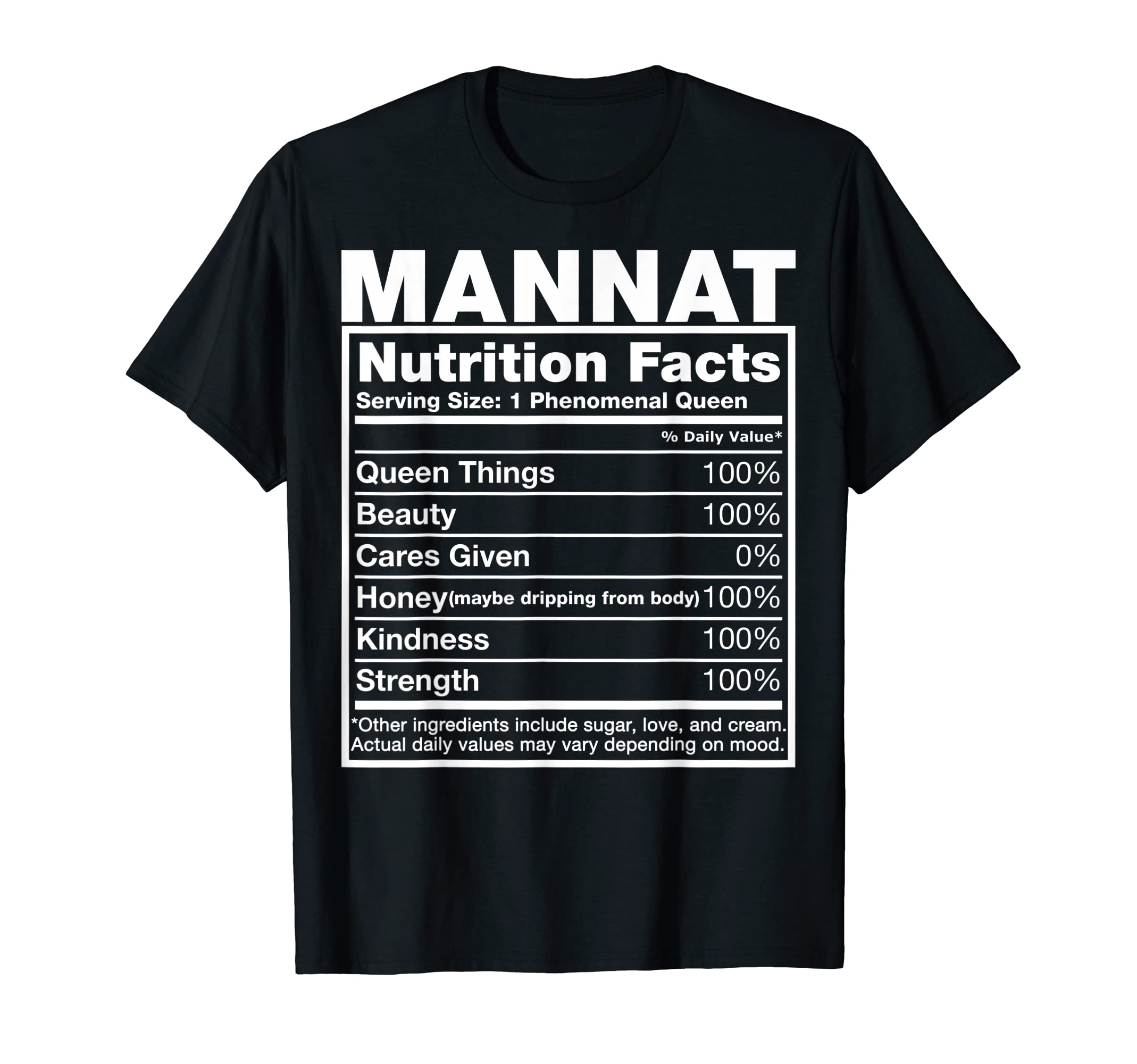 Mannat Nutrition Facts Name Shirts & GiftsMannat Nutrition Facts T-Shirt Mannat Name Birthday Shirt T-Shirt
