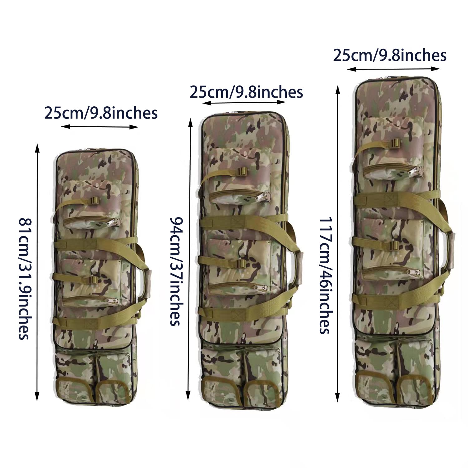 Estuches para rifle Estuche para rifle largo Bolsa táctica para pistola, 32/38/46 pulgadas Pistola Escopeta Airsoft Estuche de almacenamiento - Bolsa para caña de pescar Mochila con correa para el hom