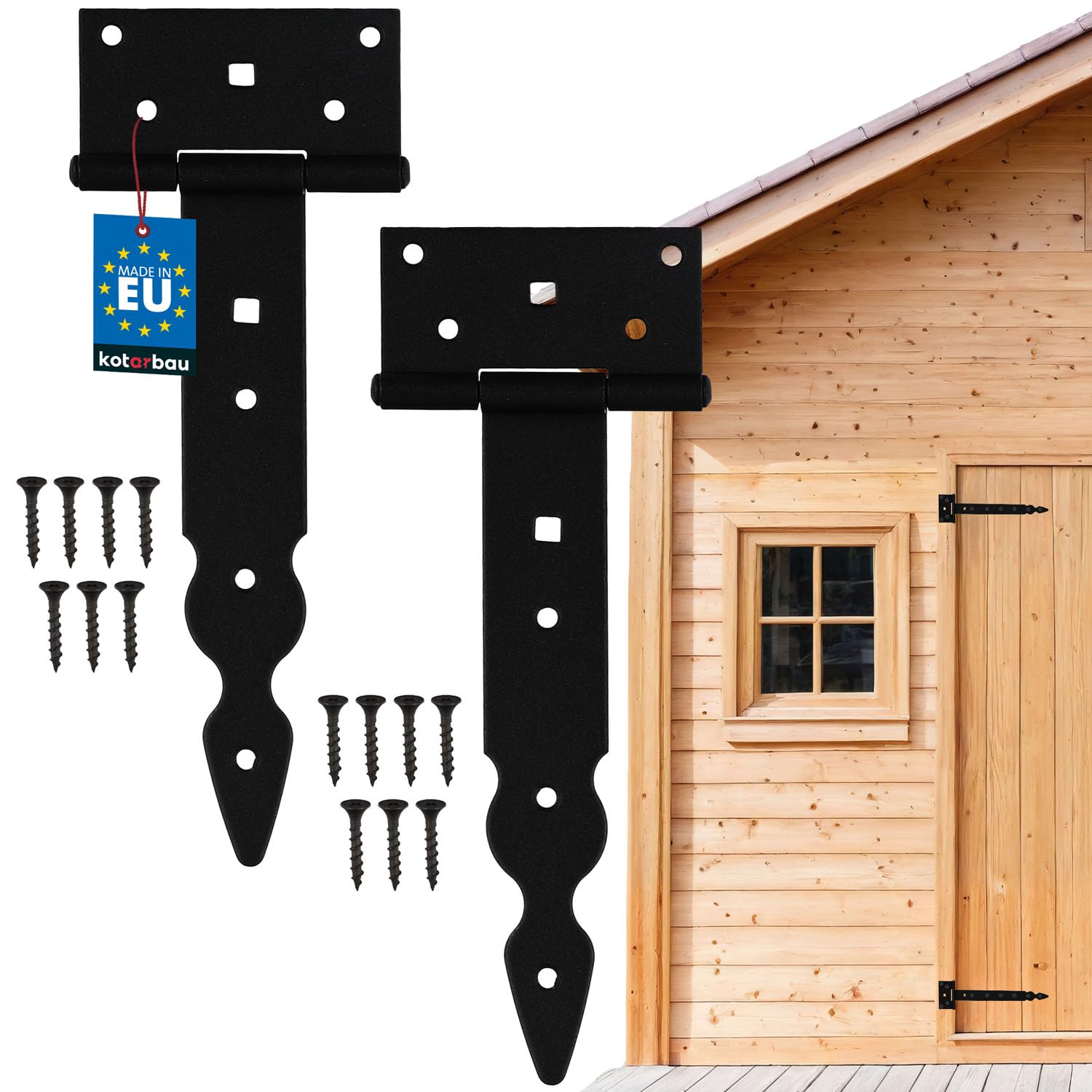 2 Cerniere A Croce KOTARBAU 350mm - Acciaio Verniciato Nero Per Porte E Cancelli