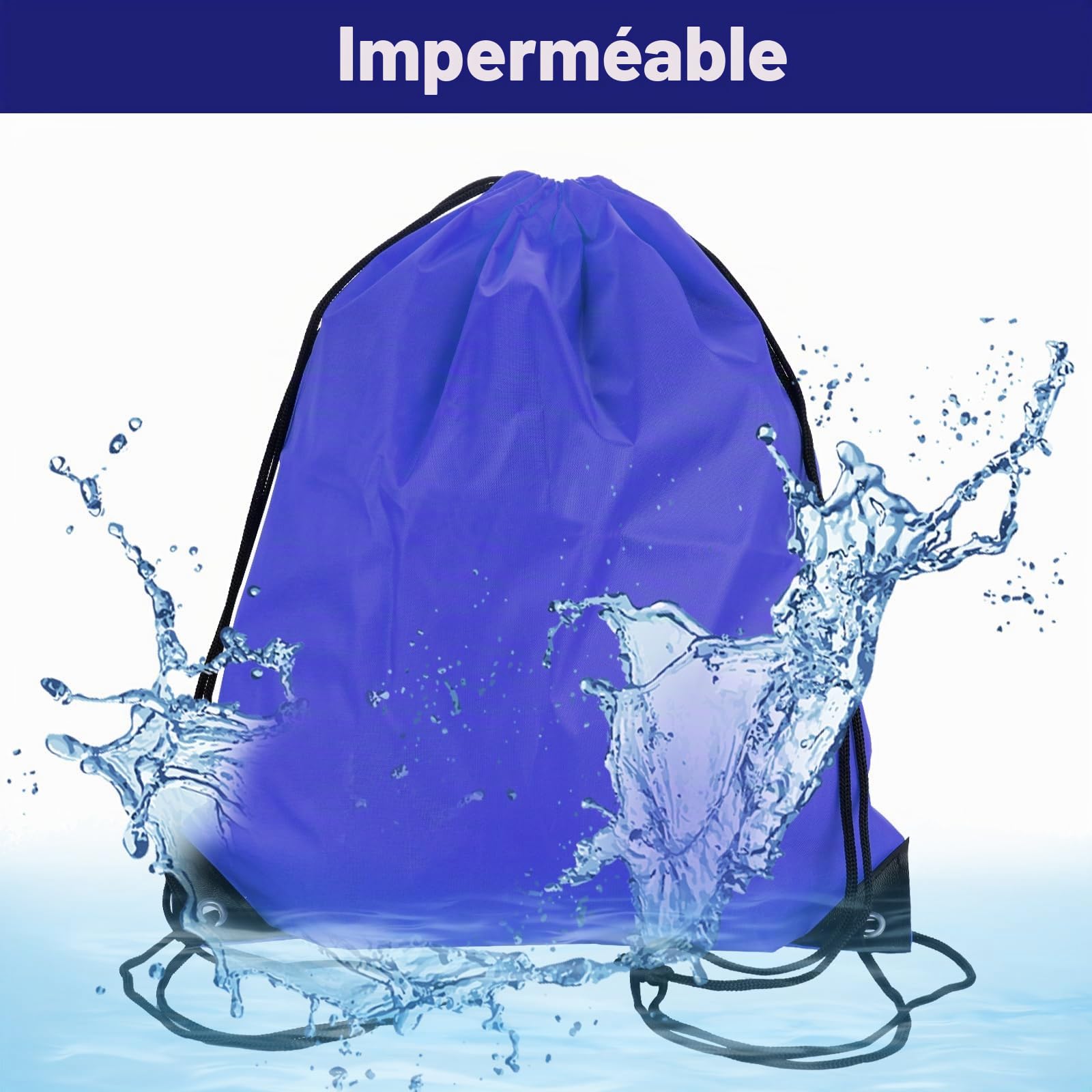 DAJAVE Sac de gym étanche avec cordon de serrage - Lot de 30 sacs en polyéthylène - 15 couleurs - Imperméable - Grande capacité - Pour le sport, la salle de sport, les voyages