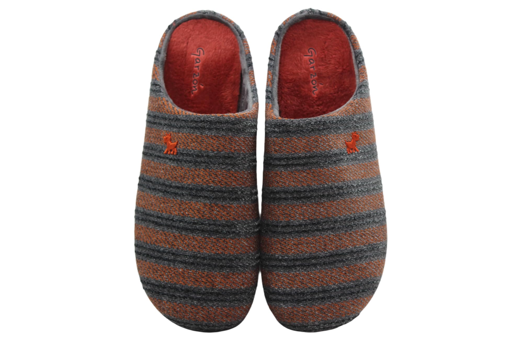 GARZON - Zapatilla de casa, pantufla destalonada, empeine a rayas y suela de goma, para: Hombre
