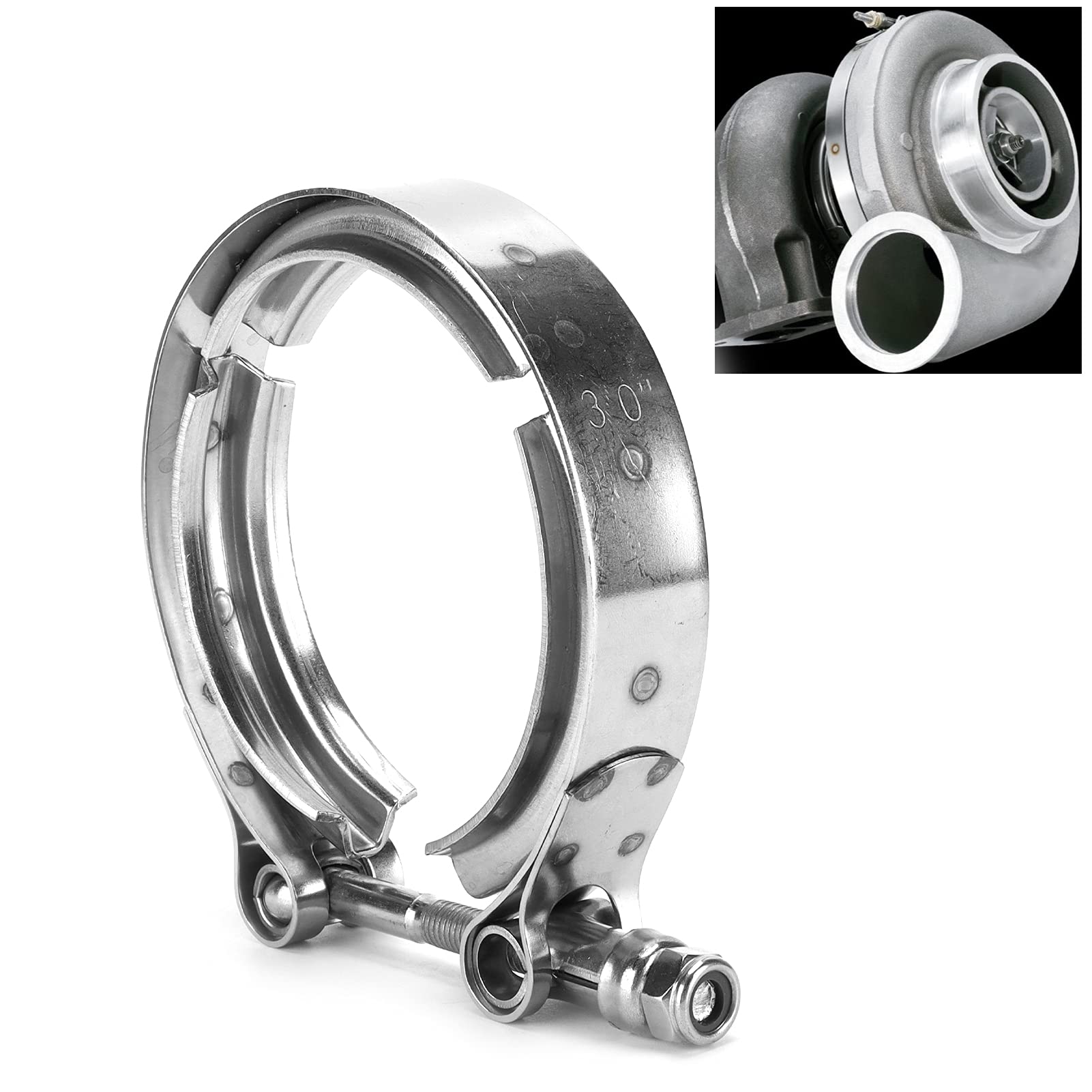 Morsetto a V per Tubo Scarico Auto, 3 Pollici, Acciaio Inossidabile, Universale per Turbocompressore, Fissaggio Sicuro e Resistente