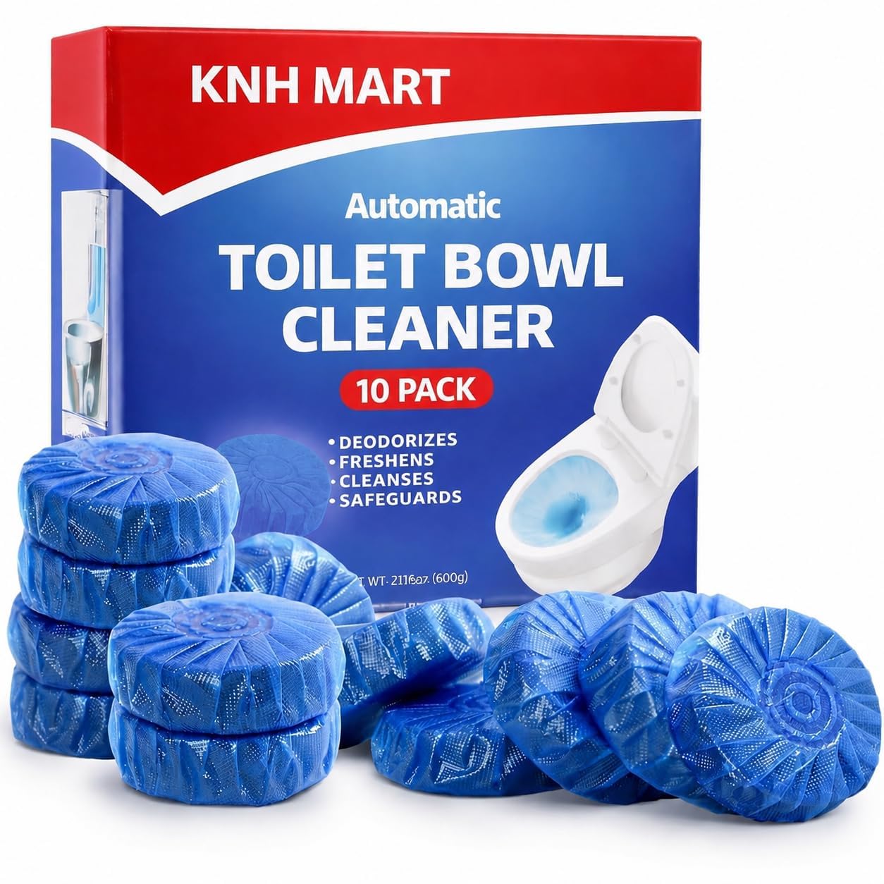 Blue Toilet Care Tablets Pack of 10 | Automatic Flush Freshness Tablets | Toilet Bowl Freshener for Tank & Bowl | Long Lasting Bathroom Care (T1)-image-1