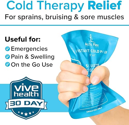 Miniatura 2 de Arctic Flex Paquete de 24 paquetes de hielo frío instantáneo (5 x 6 pulgadas, paquete de 24)  Bolsas de hielo desechables portátiles para lesiones,