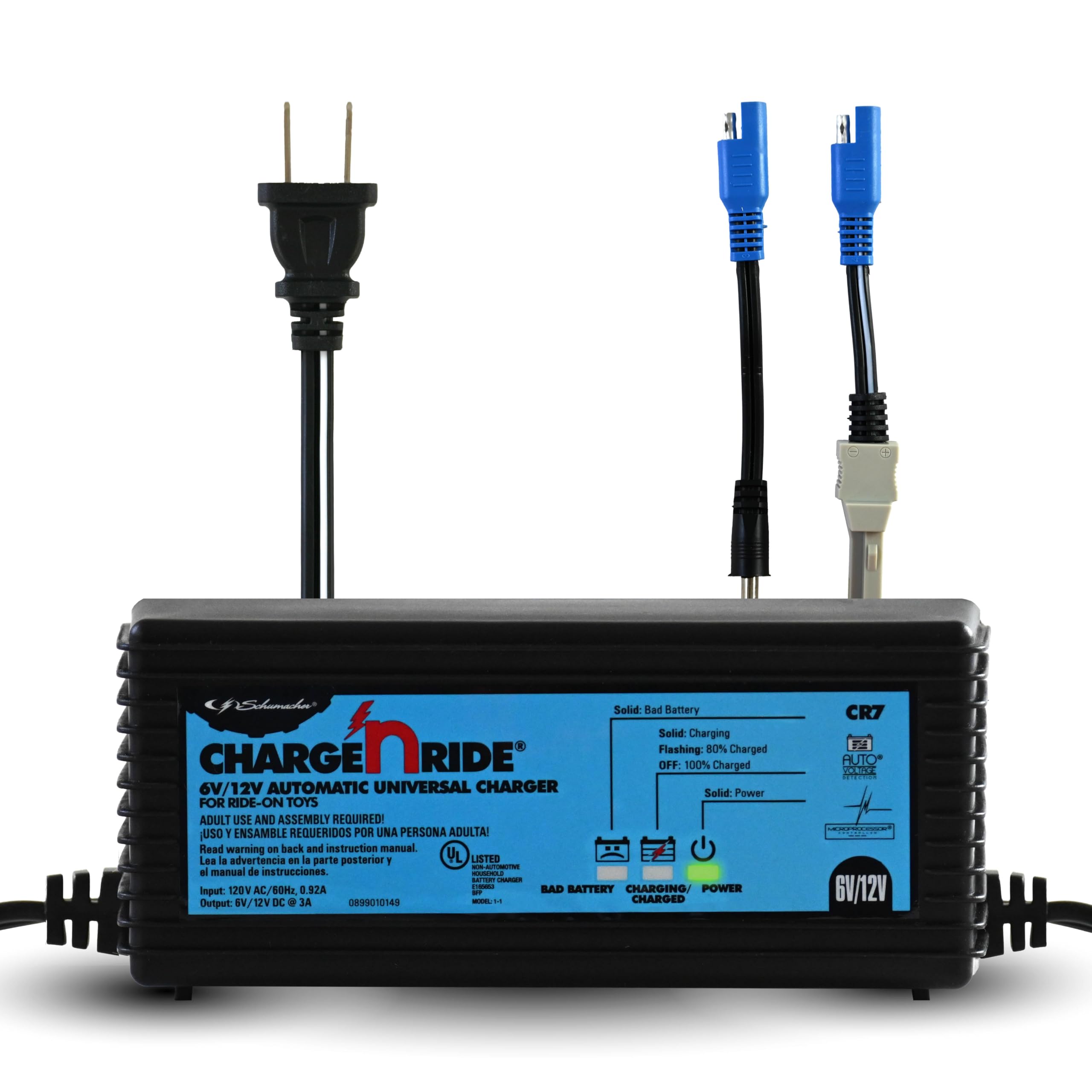 Schumacher CR7 3 Amp 6V/12V Universal Charger For Tap12V Pulse Performance Products, Dynacraft, Huffy, Razor, TAP12V Power Wheels